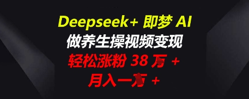Deepseek+即梦AI，做养生操视频变现，轻松涨粉38W+，月入一W+-星球源码网