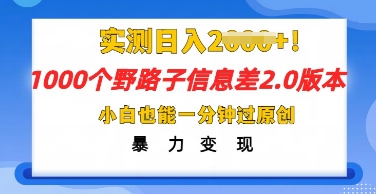 2025抖音1000个野路子信息差最新玩法，一分钟过原创，暴力变现月入几k-星球源码网