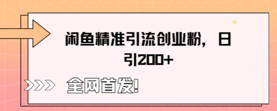 闲鱼精准引流创业粉，轻松日引200+-星球源码网