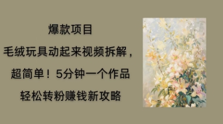 毛绒玩具动起来项目拆解，三四分钟一个作品，轻松转粉挣钱新玩法-星球源码网