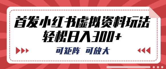 首发小红书虚拟资料玩法，可矩阵，可放大，轻松日入3张-星球源码网