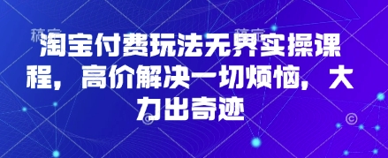 淘宝付费玩法无界实操课程，高价解决一切烦恼，大力出奇迹-星球源码网