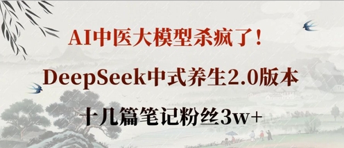 AI中医大模型杀疯了！DeepSeek中式养生2.0版本，十几篇笔记粉丝3w+-星球源码网