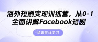 海外短剧变现训练营，从0-1全面讲解Facebook短剧-星球源码网