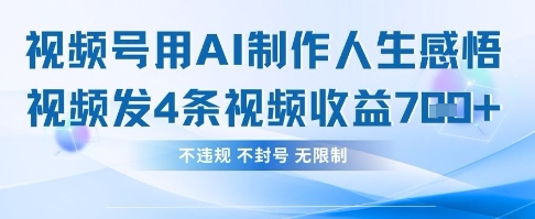 用AI做人生感悟视频，4条视频当天收益782-星球源码网