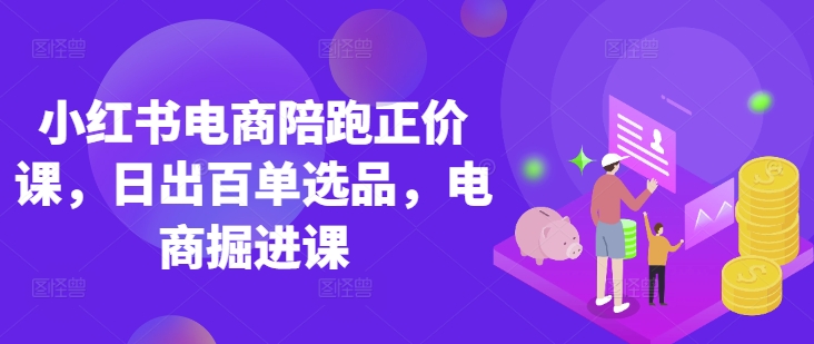 小红书电商陪跑正价课，小红书官方认证电商讲师教学，日出百单选品，电商掘进课-星球源码网