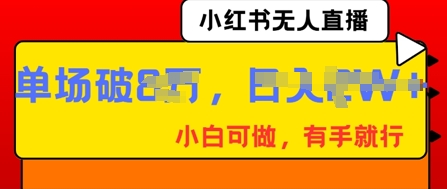 小红书无人直播，纯小白可做，有手就行，单场直播销售额破8w-星球源码网