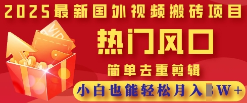 2025最新视频搬砖项目，热门风口，简单去重剪辑，小白也能轻松月入过W-星球源码网