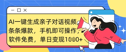 AI一键生成亲子对话视频，条条爆款，一部手机即可操作，单日变现数张-星球源码网