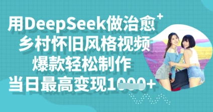 用DeepSeek做治愈乡村怀旧风格视频，爆款轻松制作，当日最高变现多张-星球源码网